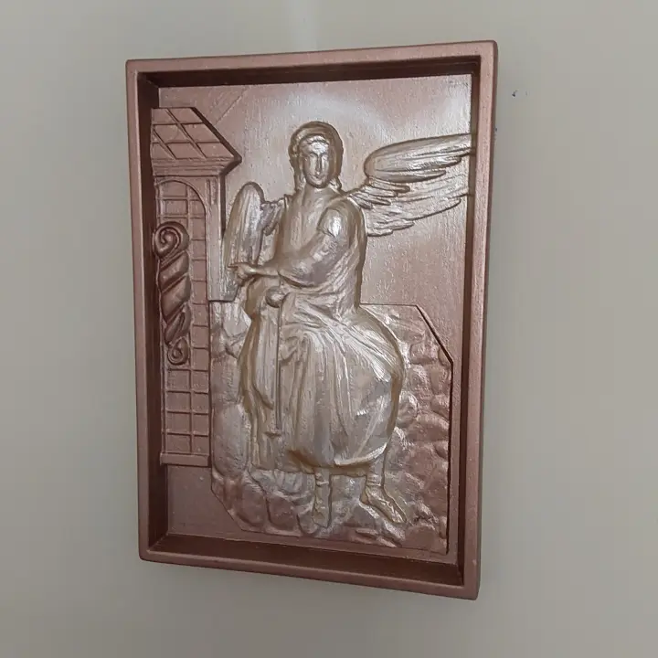 White Angel Icon, Religious home decor MDF carved icon