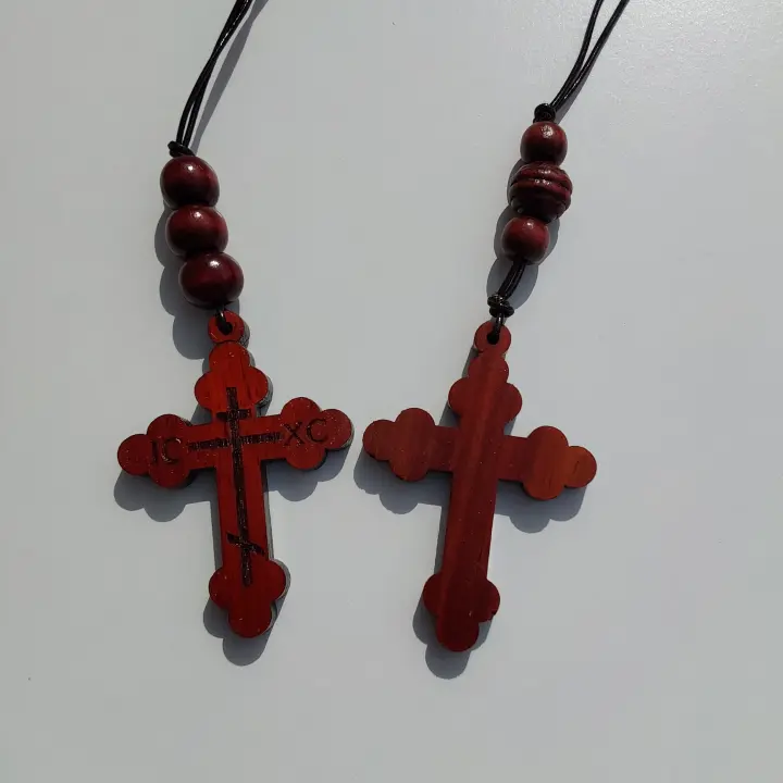Wooden Rear View Mirror Cross, Burn edge Design