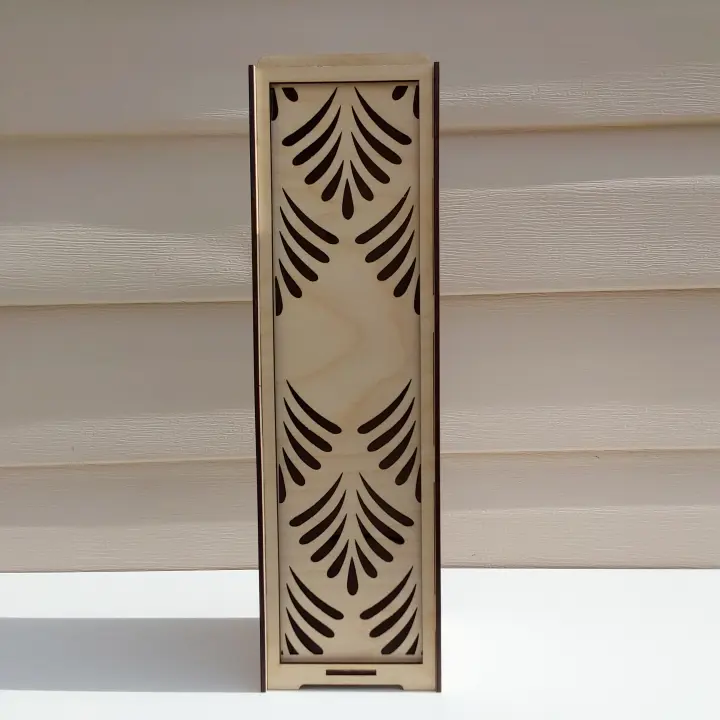 Wine bottle gift box burnt edge design Model 3