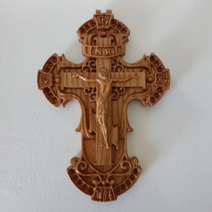 Crucifix carving cross 50, Religious home decor wood carved crucifix