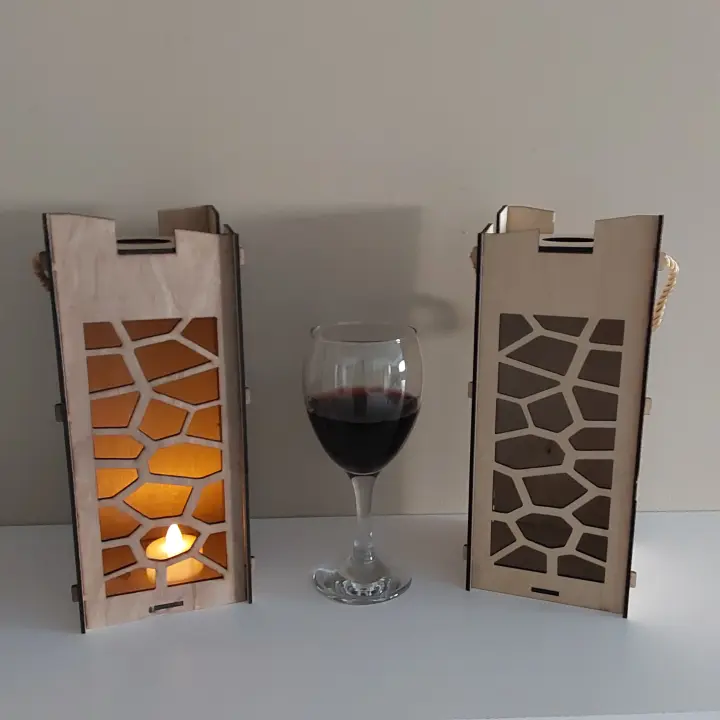 Bottle gift box, Wooden box for bottle Laser cut- Model web