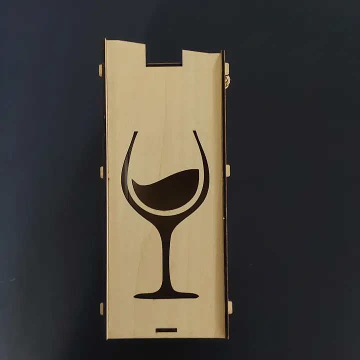 Bottle gift box, Wooden box for bottle Laser cut- Model glass