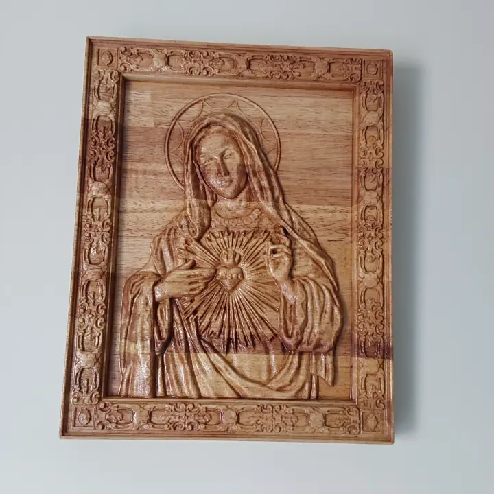 Virgin Mary Icon 9,Religious home decor wood carved icon