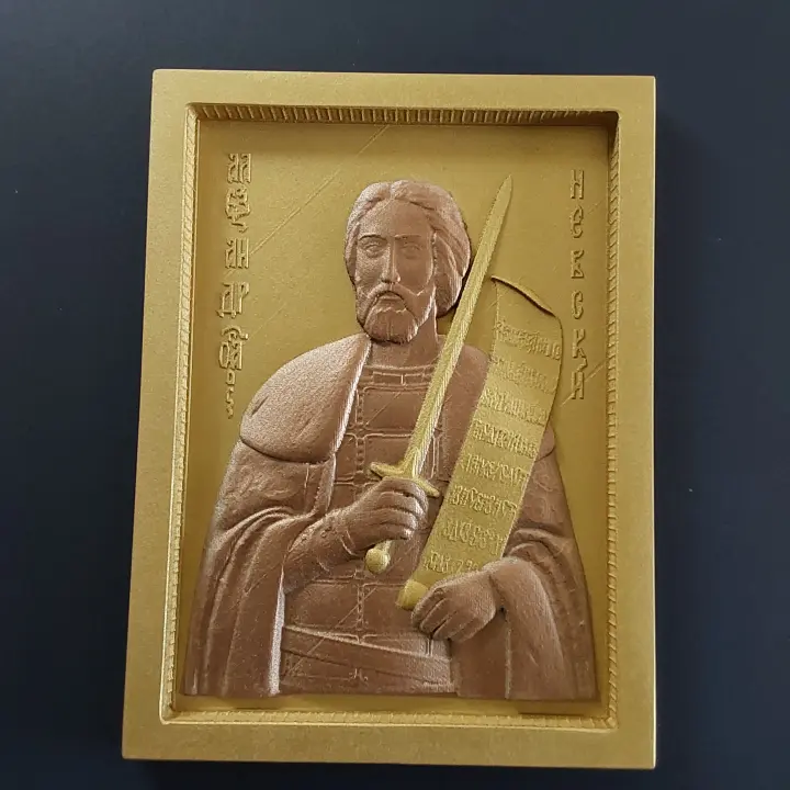 Alexander Nevski Icon, Religious home decor MDF carved icon